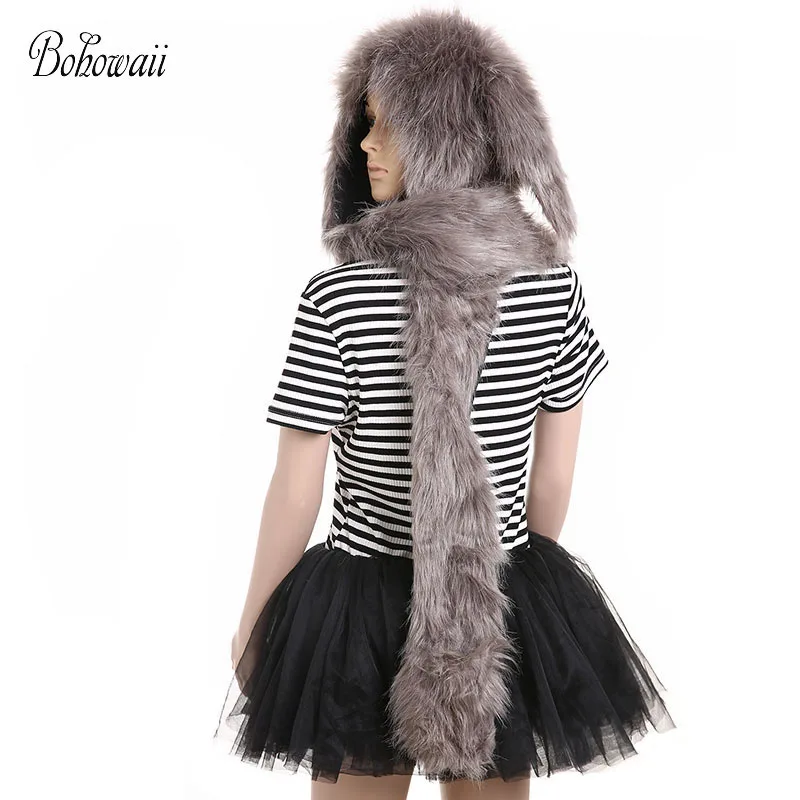Bohowaii искусственным мехом на капюшоне кролика Desigual перчатки Дамы Зимняя шапка