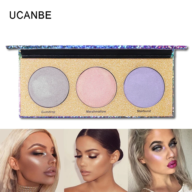 UCANBE 3 цвета кристаллический хайлайтер Duochrome пудра палитра многофункциональная
