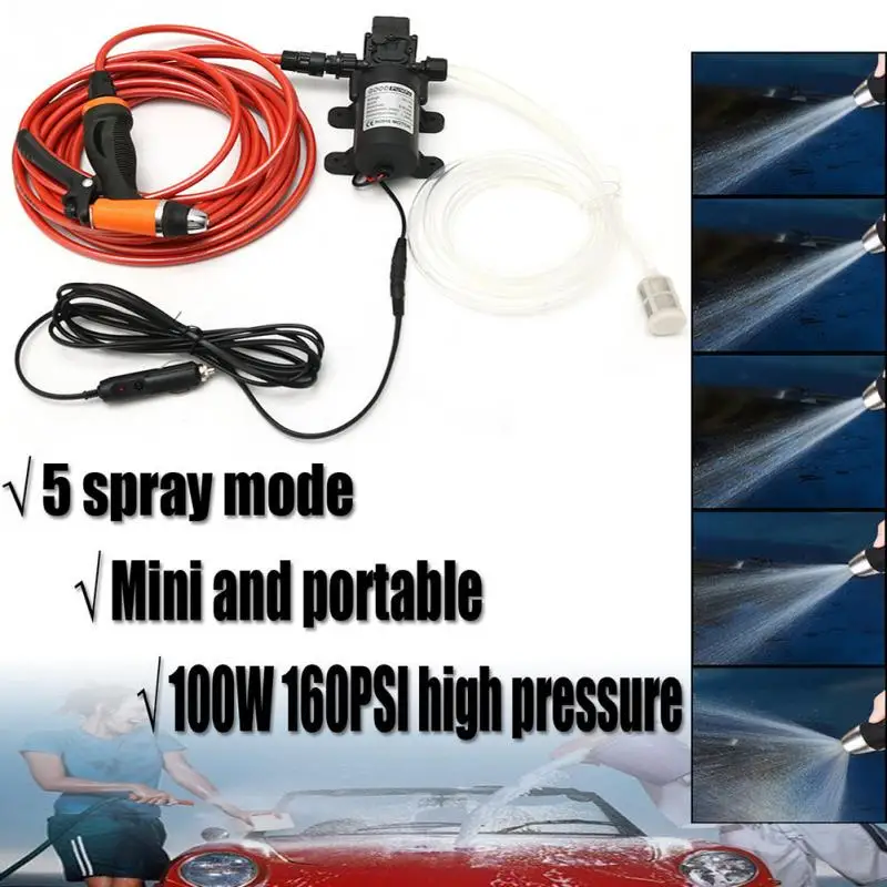 12V 100W 1MPA 5.5L/мин Micro Мембранный Насос Портативный мощный Автомойка Электрический высокого Давление насос омывателя чистой воды