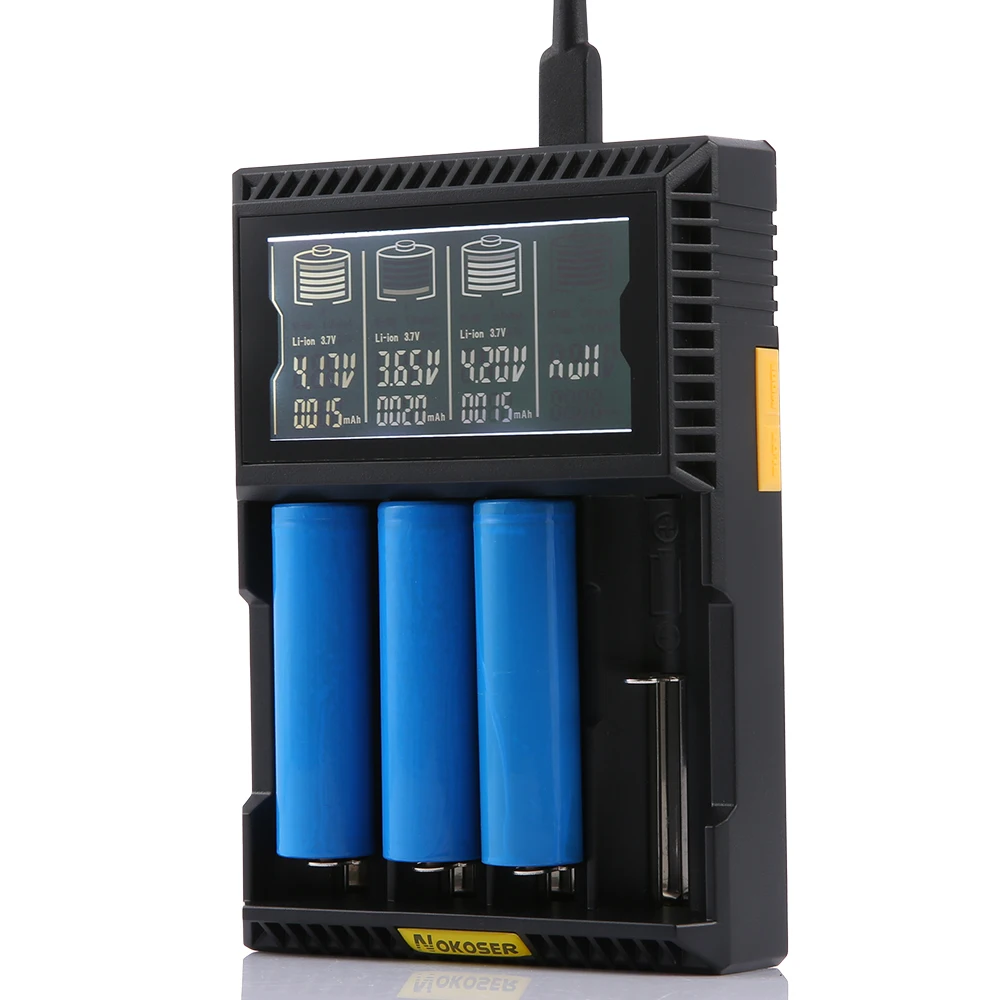 Новый nokoser d4u слот ЖК дисплей Smart Батарея Зарядное устройство для LiFePO4 NiCd NiMH AA/AAA Li Ion