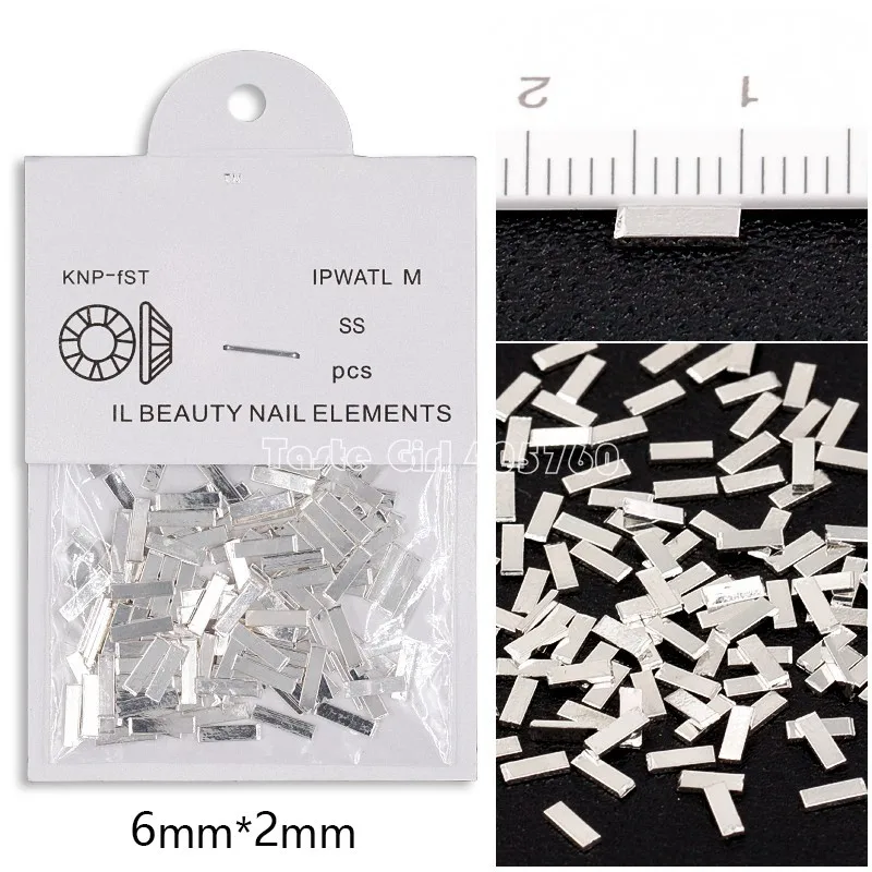 6mm Silver 100 шт./пакет Япония 5 длин цвета: золотистый, серебристый black rose металлических штангах сплава Nail Art сотрудников палка украшения с драгоценными камнями дизайна маникюра - Цвет: 6mm Silver