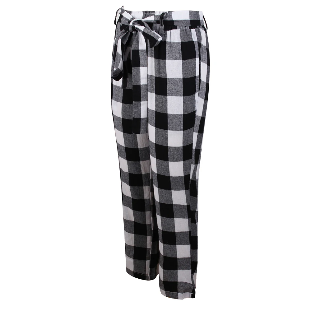 High Quality Women Fashion Autumn Plaid Waist Pants Ankle-Length Elegant Office Ladies Trousers Female | Женская одежда