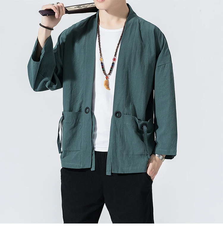 Sinicism Store Мужская Солнцезащитная одежда кимоно повседневные куртки Мужская японская куртка китайский стиль Летняя мужская открытая стежка