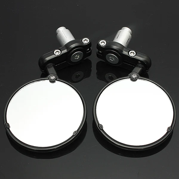 Black 2 шт. мотоцикл 7/8 ''Бар Конец боковые зеркала заднего вида для Honda Yamaha Harley Кафе Racer chrome/черный/серебристый - Цвет: Black