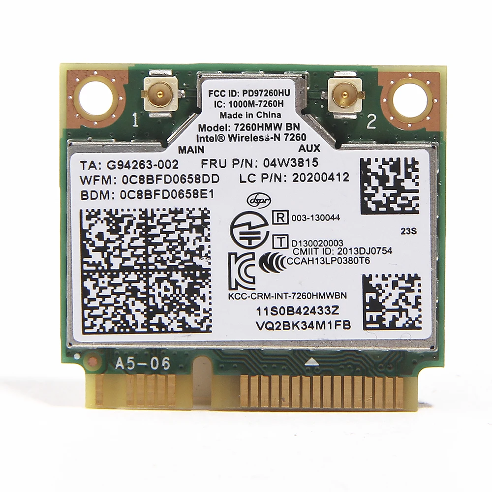 Новый для IBM Lenovo ThinkPad Intel Беспроводной-n 7260 7260hmw 300 Мбит/с Wi-Fi Bluetooth BT4.0 Половина Mini pci-e