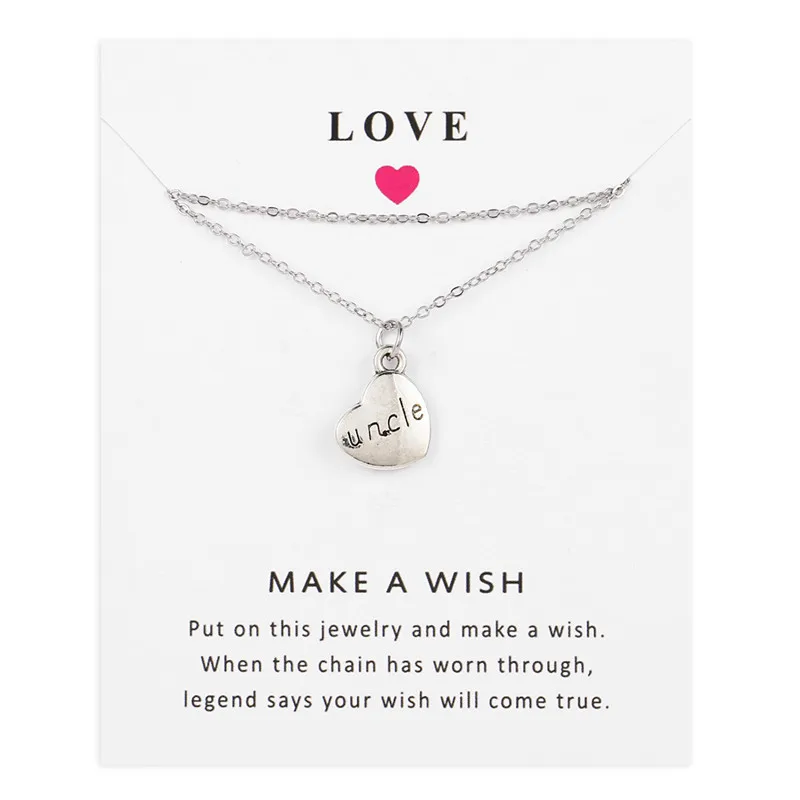 Модное ожерелье с кулоном для членов семьи надписью Wish Card семейного сбора