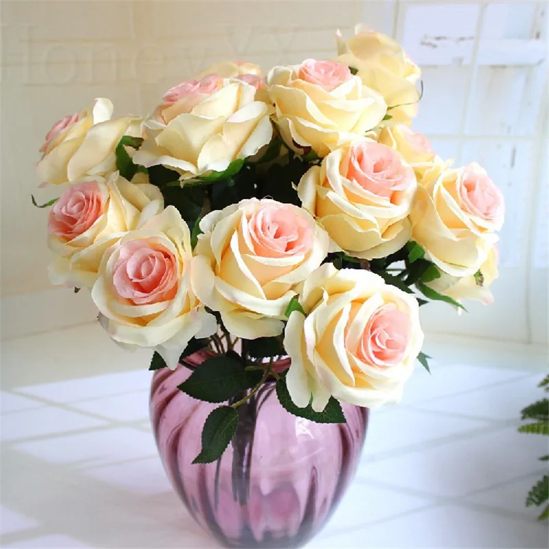 Шампанское розы новые поддельные Шелковый Искусственные цветы украшение дома