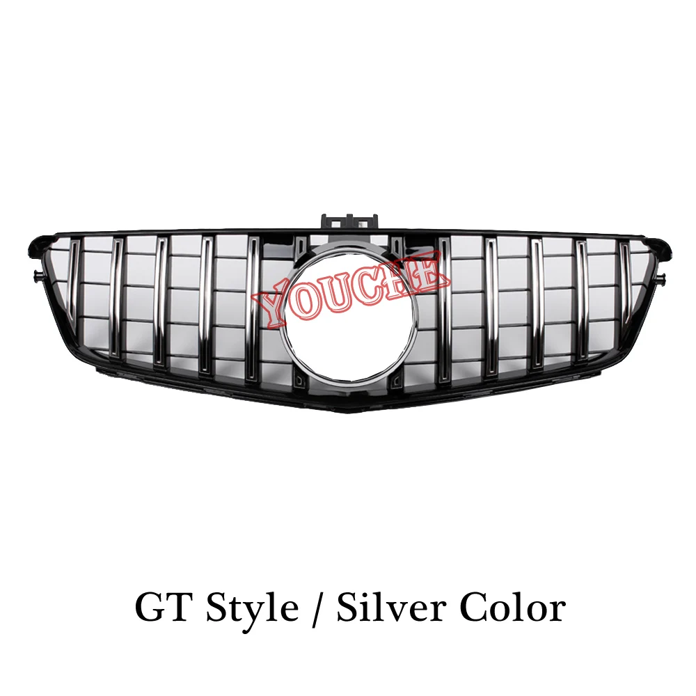 GT Silver W204 GT Алмазный гриль C63 AMG стиль передний капот решетка для Mercedes C W204 C180 C200 C250 C300 C350 2008 - Цвет: GT Silver