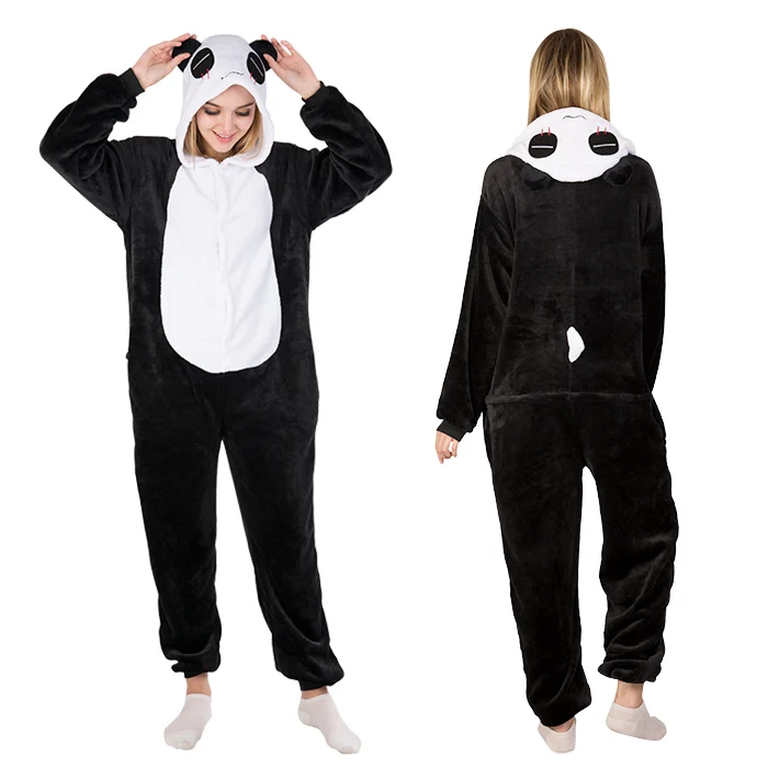 panda 2 KIGUCOS, новинка, мультяшная Пижама, единорог, все в одном, с капюшоном, звезда, единорог, животные, пижамы для женщин, теплая, милая Пижама Пегас - Цвет: panda 2