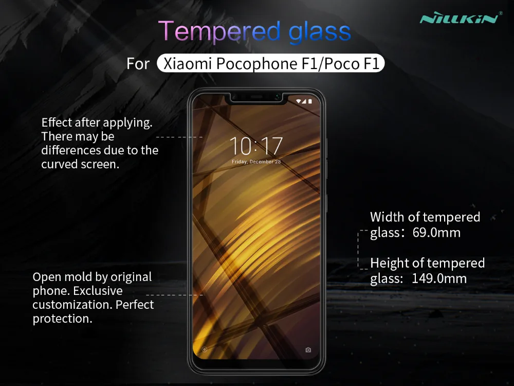 Пленка Nillkin из закаленного стекла для Xiaomi Pocophone F1/Poco F1 Amazing H + Pro Nano Противоударная 9H