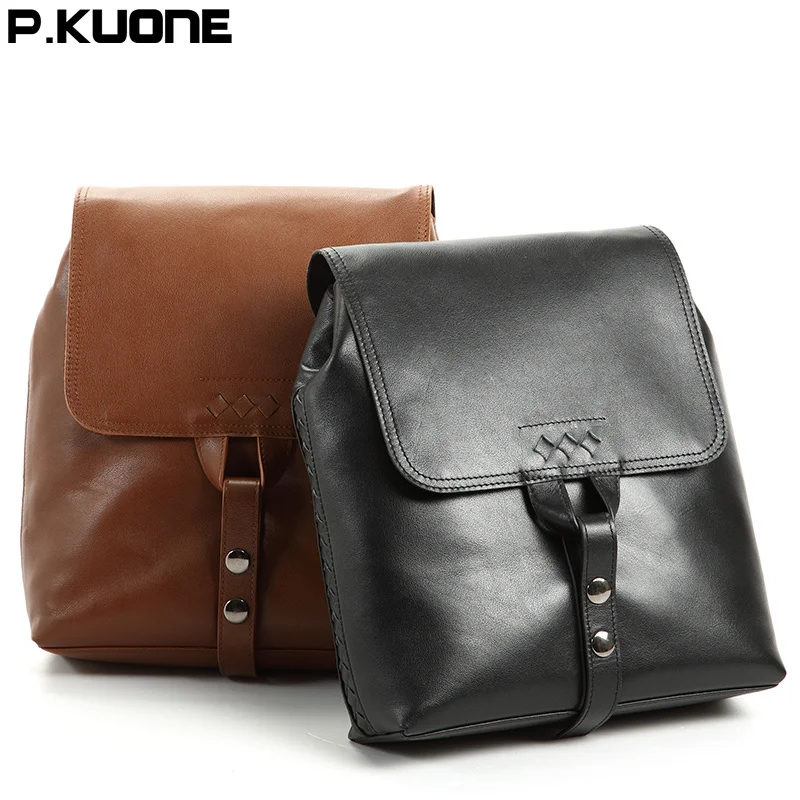 P.KUONE New fashion Men Shoulder Bags Genuine Leather Leisure Male bag The first layer of leather Messenger |