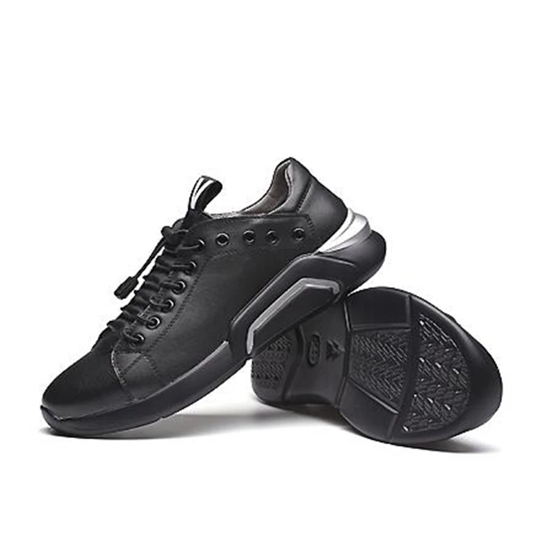 

Black White Men shoes Genune Leather Casual shoes Spring Autumn Breathable Male Flats Lace-Up Loafers Sneakers 061