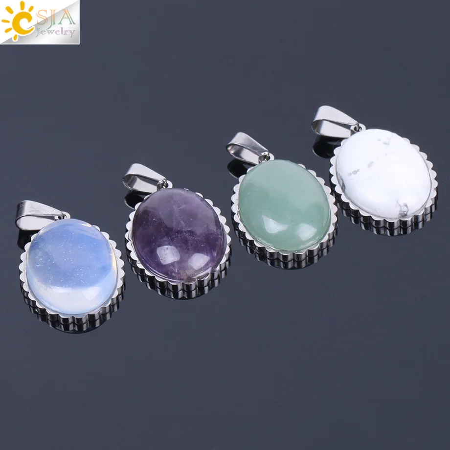 Женская подвеска ожерелье CSJA металлическая чакра рейки из нержавеющей стали с