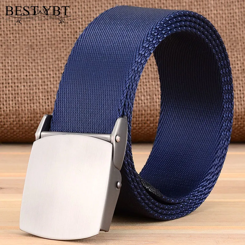 

Best YBT Unisex Belt Nylon Alloy Smooth buckle Women Belt cowboy outdoor sports Fashion High Quality comfortable Men Belt