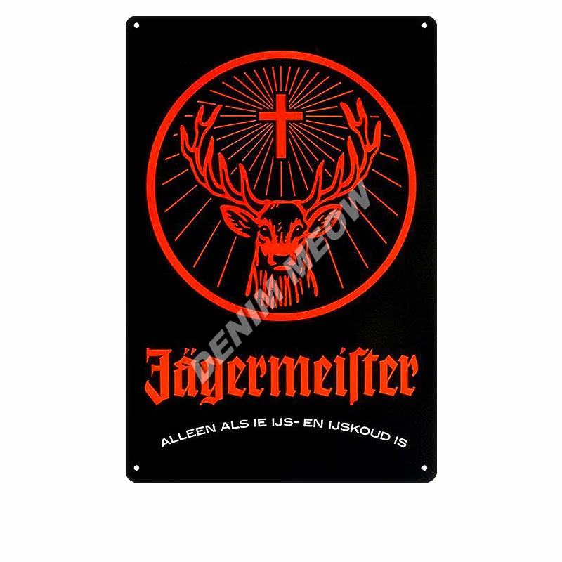 Алкогольные напитки Jagermeister голова оленя табличка металлическая винтажная винная Оловянная вывеска классические наклейки на стену виски украшение для домашнего бара WY55