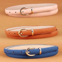 designer women candy colors belt imitation leather pin buckle fine thin belt for jeans all match high quality decorative belts