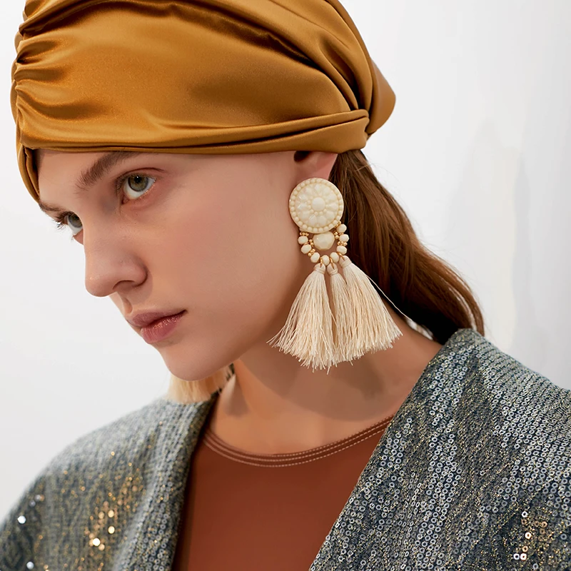 Модная индивидуальность Yunnan этнический цвет серьги с кисточками Новый