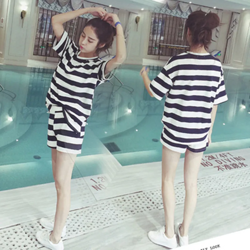 Женский пижамный комплект SMTZZJ летние свободные шорты с коротким рукавом и