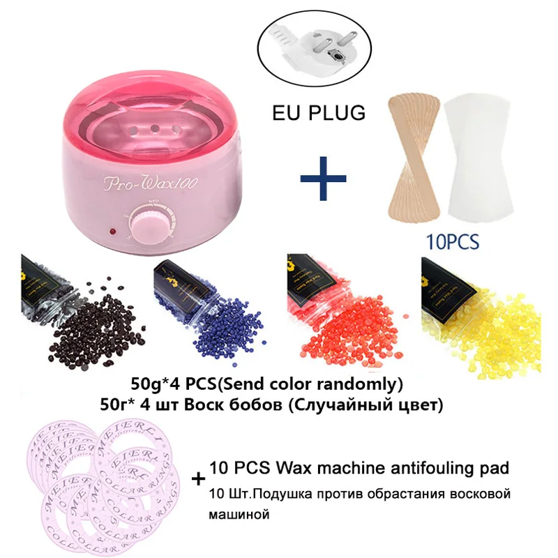 Pink EU plug set Удаление волос воска с горячим расплавом воск нагревательный элемент машины для производства 200/100 г восковых шариков бобы 20 штук наклейки для удаления волос комплекты воском комплект Сера depilatori - Цвет: Pink EU plug set
