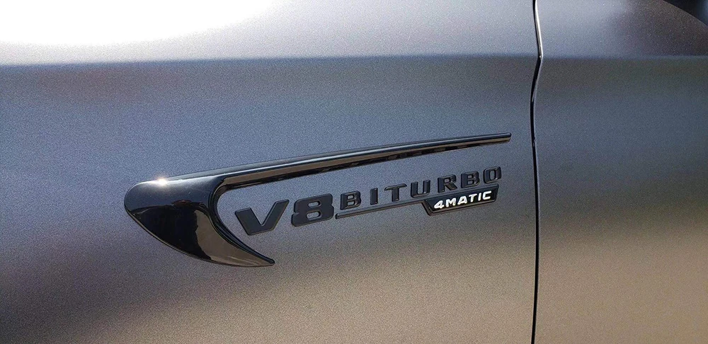 2 шт. Fender ветряные лопасти воздуха Стикеры V8 BITURBO значок логотип для Mercedes Benz AMG W201 W202 W203 W204 W205 W207 W209 W210 W211 W212