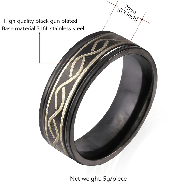 Черное кольцо для мужчин ювелирные изделия кольца из нержавеющей стали 316L с