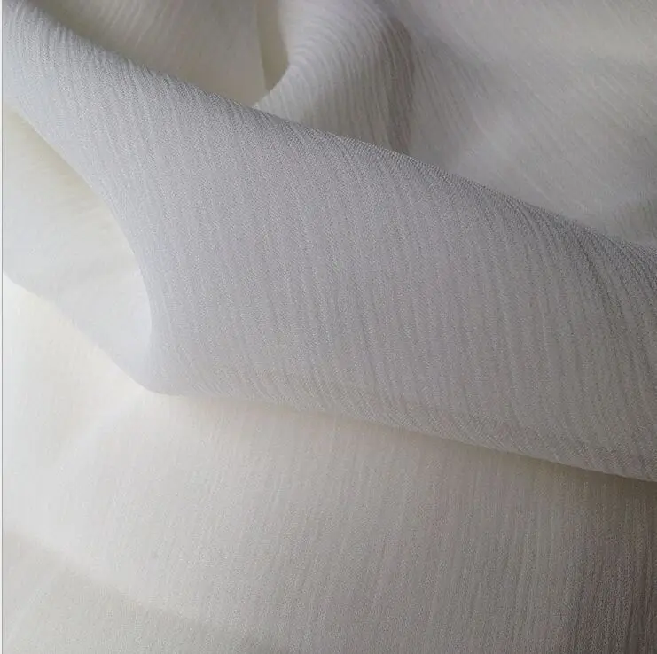 

16 mm Silk Crinkle Fabric 100% mulberry silk 140 cm 110 cm width natural off white color 100 meters small wholesale CC08