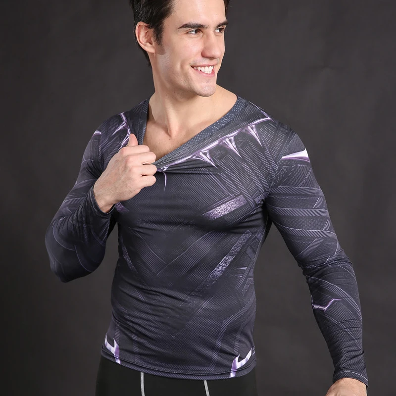 Компрессионная рубашка черная Пантеры лего футболка супергерой мужской костюм