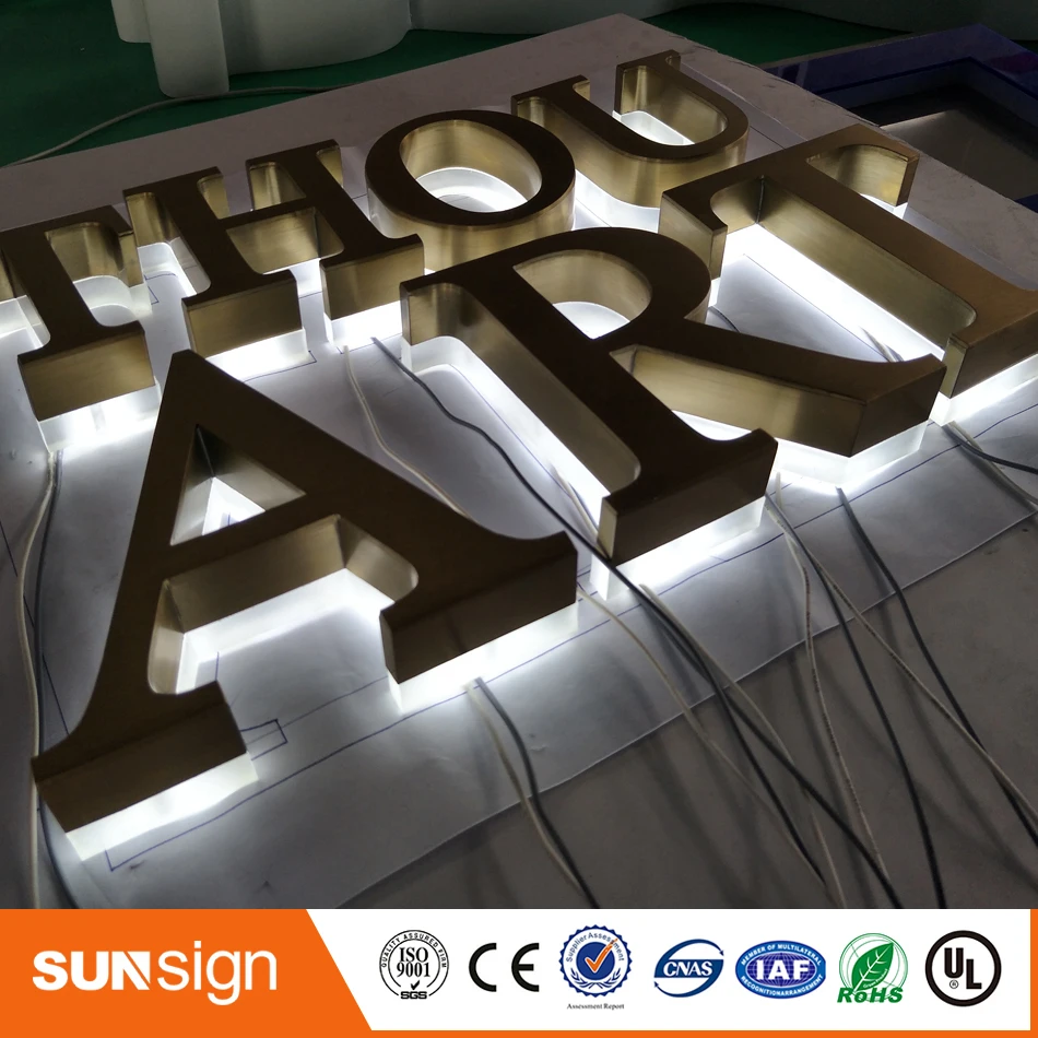 Заводской выход наружный светодиодный 3d логотип из нержавеющей стали с