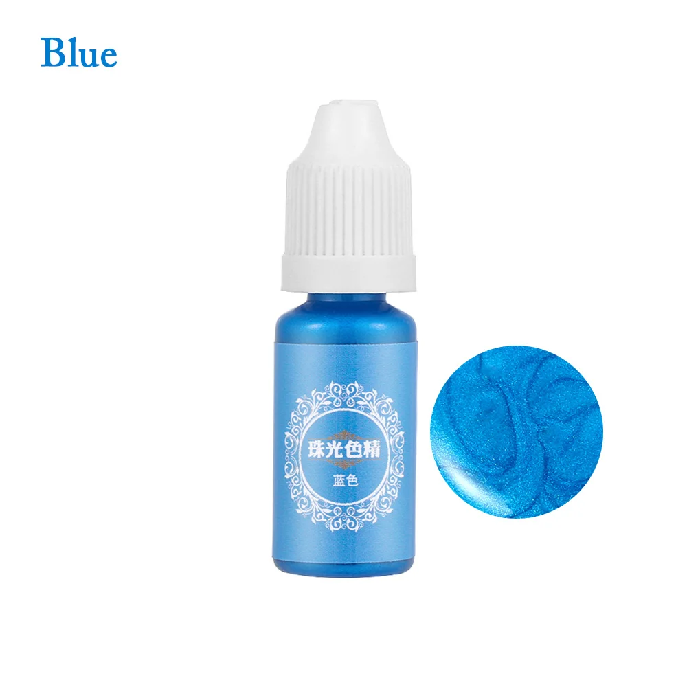 blue 1 шт. Новая мода 10 мл жидкий жемчужный полимерный пигментная краска многоцветный УФ из эпоксидной смолы для DIY для ручной работы ювелирные изделия Аксессуары 19 цветов - Цвет: blue