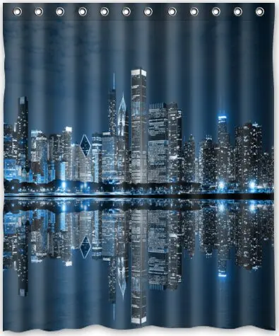 Популярный дизайн Chicago skyline занавески для душа 60 &quot(w) x 72&quot (h) универсальные