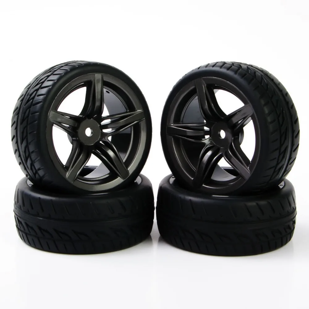 4 шт. 1:10 плоские автомобильные аксессуары для дороги резиновые шины диски HSP HPI Racing