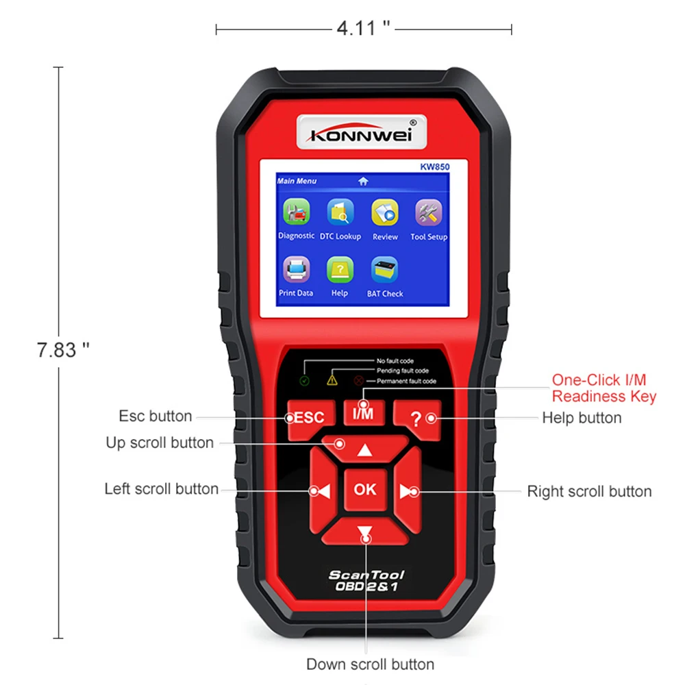 KONNWEI KW850 OBDII Автомобильный инструмент OBD2 вспышка Многоязычный интерфейс