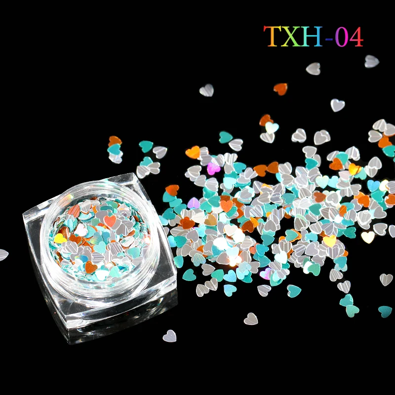 1 коробка смешанные Цвет гвоздь в форме сердца хлопьевые блестки посыпанные