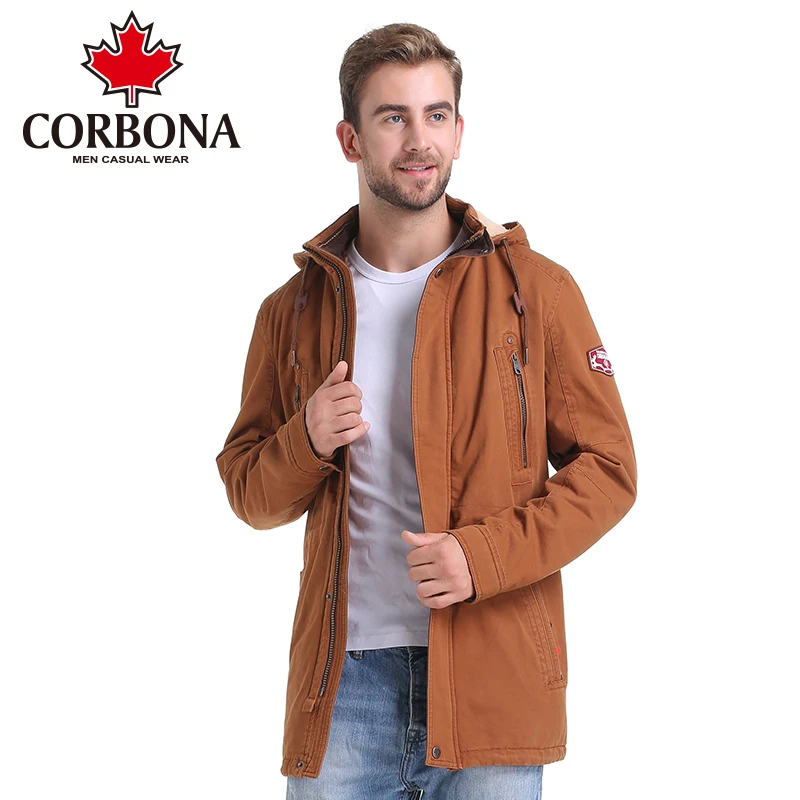 CORBON Jacket Men's Parkas Thick Hooded Coats Men Thermal Warm Casual Jackets Male Outerwear Brand Clothing | Мужская одежда