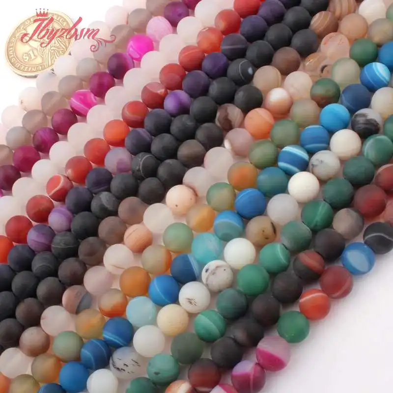 8mm Frost Matte Round Beads Stripe Agates Natural Stone For DIY Necklace Bracelets Jewelry Making Strand 15&quot Free Shipping | Украшения