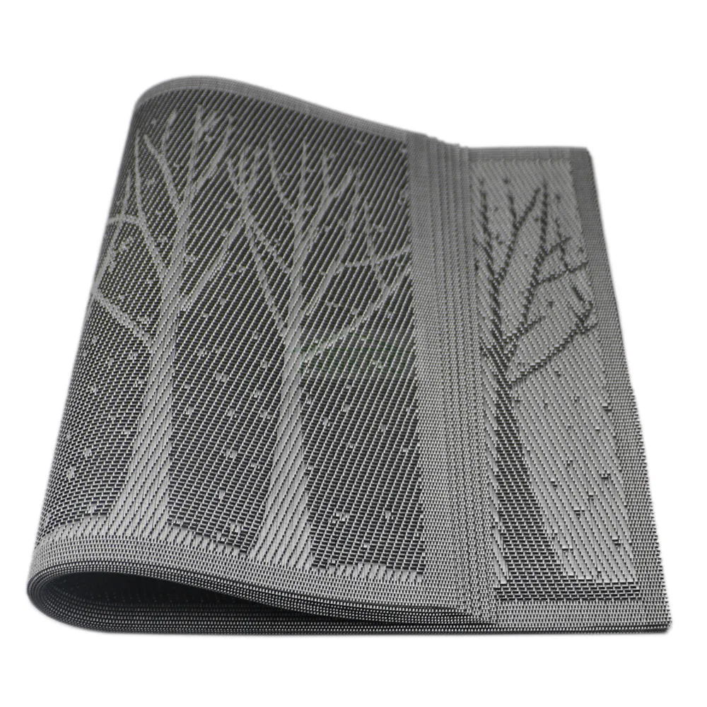 6PCS/Lot Grey Blue PVC Dining Table Mat Disc Forest Tree Pads Bowl Pad Coasters Waterproof Cloth Slip-resistant | Дом и сад