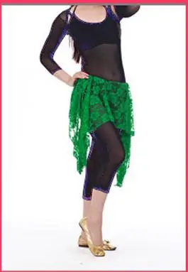 deep green Костюмы для танца живота, кружевная Короткая юбка для танца живота для женщин, танцевальный набедренный шарф - Цвет: deep green