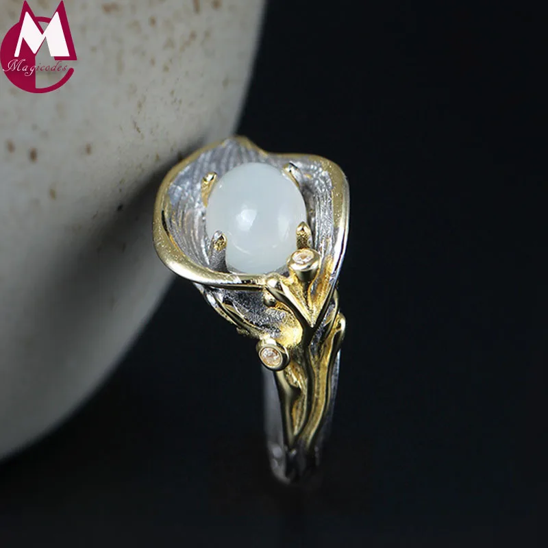 Женское кольцо из серебра 925 пробы с лунным камнем 7 12 размеров|jewelry rings|jewelry women