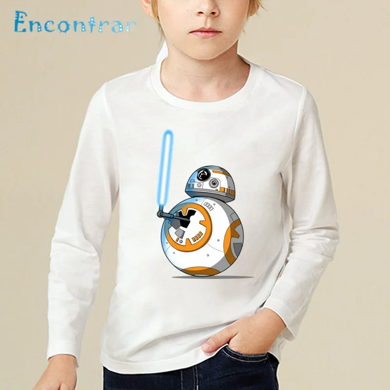 Детская забавная футболка с принтом BB-8 на ходу детские топы Звездные войны