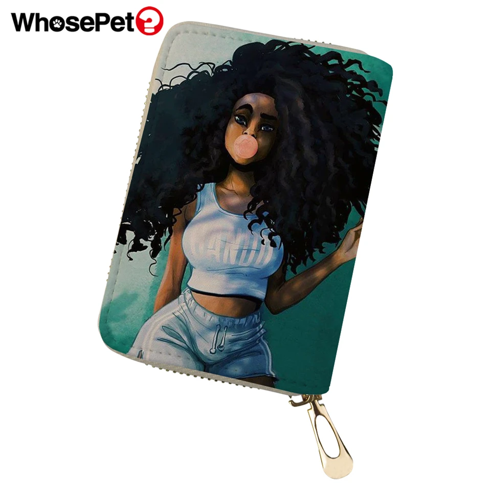 WHOSEPET African Girls Prints Women PU Leather ID Card Cover Mini Business Holder for Ladies Travel Wallet Case Coin Purse | Багаж и сумки