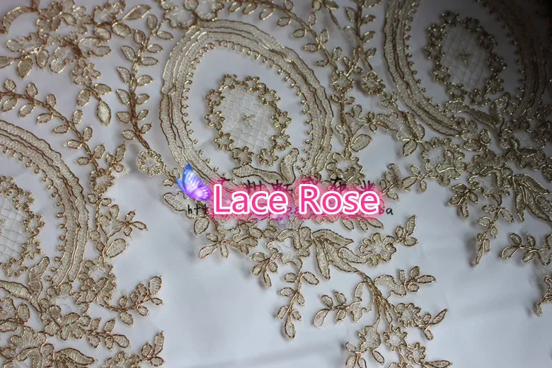 3 ярдов/партия светло Золотое свадебное платье с вышитыми цветами в форме ананаса