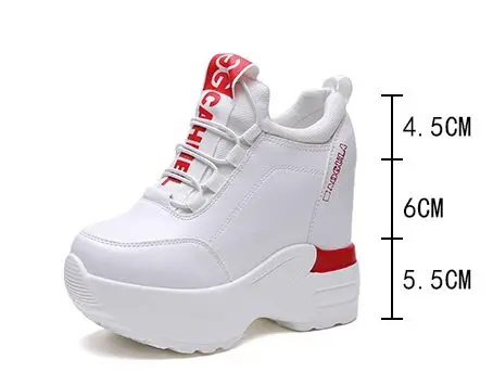 

2019 Summer Women High Platform Shoes Height Increasing Ladies Sneakers Spring Trainers Pu Leather Shoes Breathable Casual Shoes