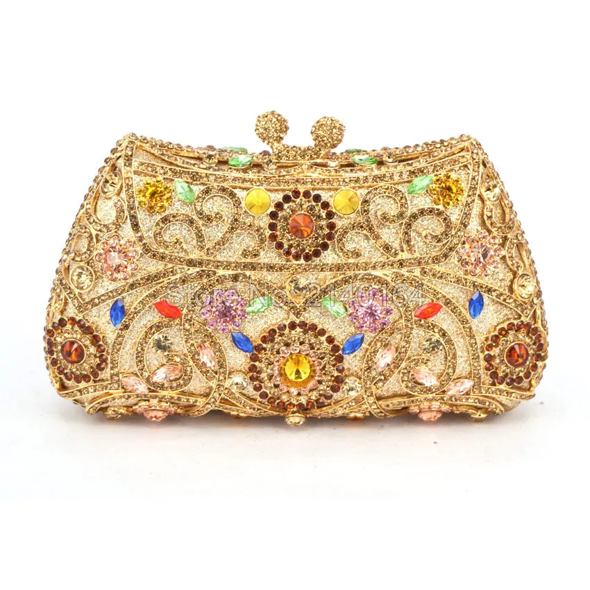 Женский клатч с блестящими кристаллами синий вечерний кошелек узором в виде