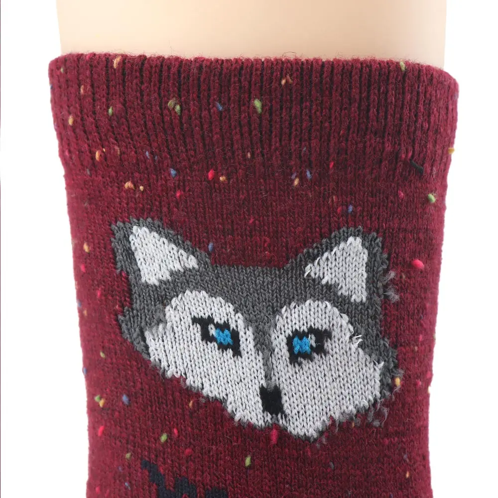 Женские хлопковые носки с винтажным рисунком волка женские шерстяные