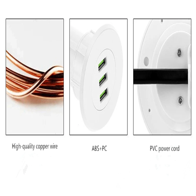 Bakeey 3 USB 5V 3.1A настольное зарядное устройство с отверстием и люверсами с европейской вилкой для быстрой зарядки для samsung Xiaomi для iPhone, белый, черный