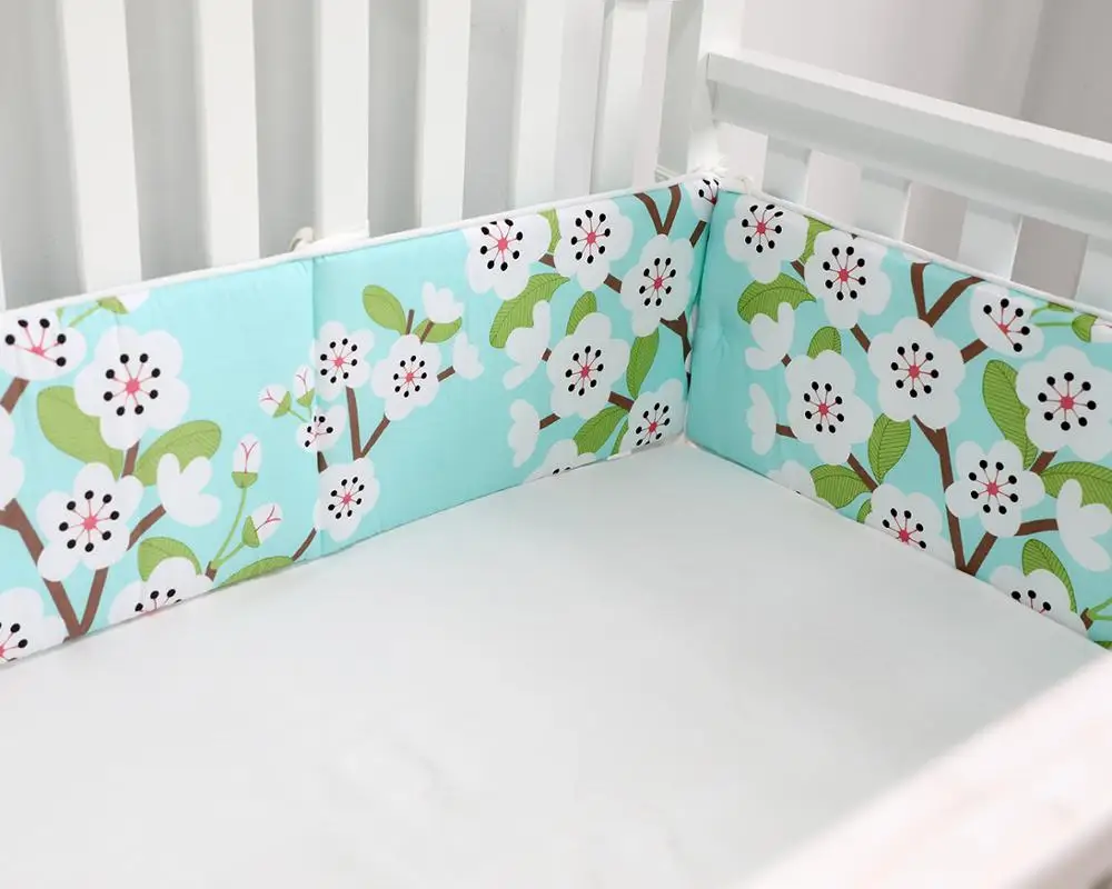 

4 Pcs Baby Crib Bumpers Newborn Boy Girl’s Bed Bumper Pads Breathable Crib Protector(Kapok)
