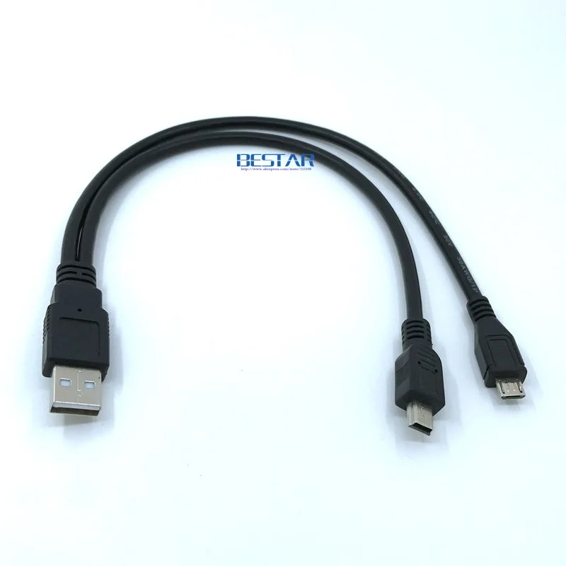 2 в 1 комбинированный мини usb и микро USB 0 micro 5 контактный разъем Y образный кабель 30