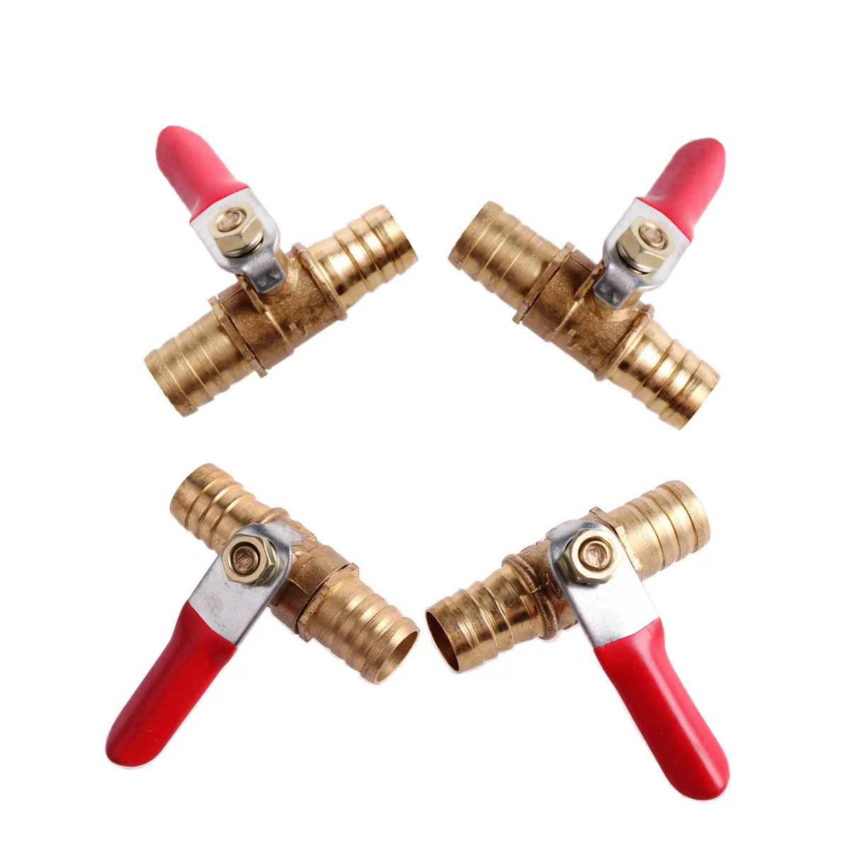 Запорный шаровой клапан 6/8/10/12 мм штуцер для шланга встроенный с красной рычажной