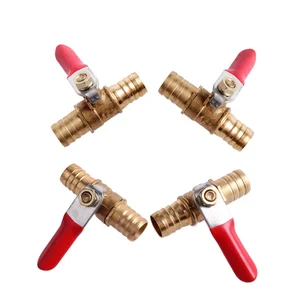 Запорный шаровой кран, фитинги для шланга, 681012 мм, с красной ручкой, латунный, для воды, масла, воздуха, газа, топлива