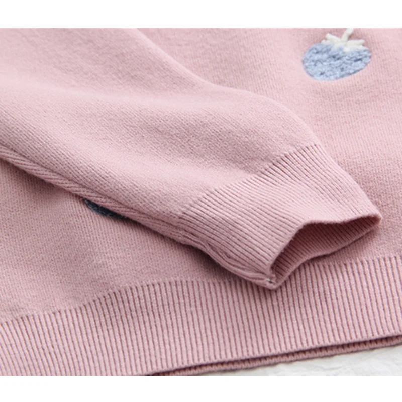 2017 Autumn Winter Warm O-Neck Long Sleeves Strawberry Embroidery Knitwear Women White Pink Knitting Shirt Sweater S589 | Женская одежда